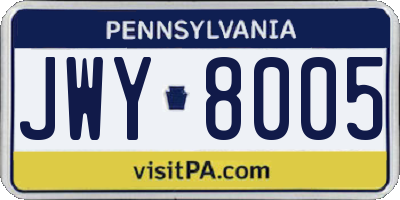 PA license plate JWY8005