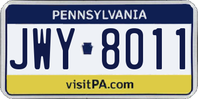 PA license plate JWY8011