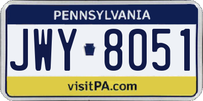 PA license plate JWY8051