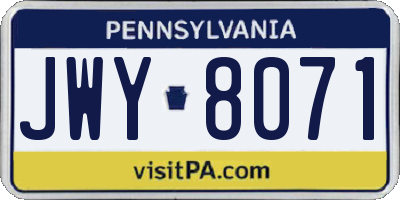 PA license plate JWY8071