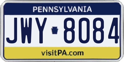 PA license plate JWY8084