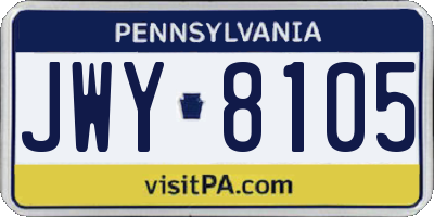PA license plate JWY8105