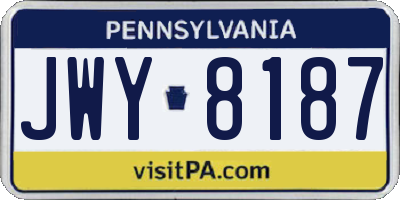 PA license plate JWY8187