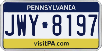 PA license plate JWY8197