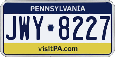 PA license plate JWY8227