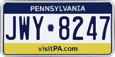 PA license plate JWY8247