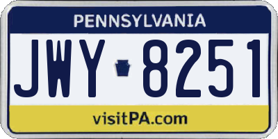 PA license plate JWY8251
