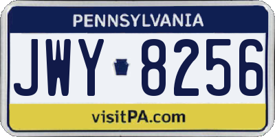 PA license plate JWY8256
