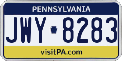 PA license plate JWY8283