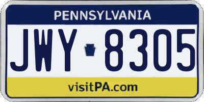 PA license plate JWY8305