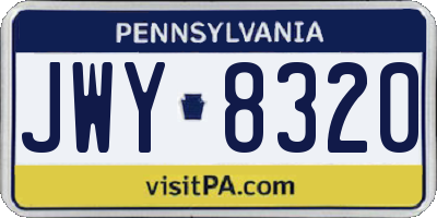 PA license plate JWY8320