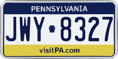 PA license plate JWY8327