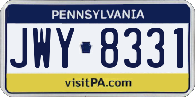 PA license plate JWY8331