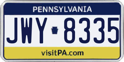 PA license plate JWY8335