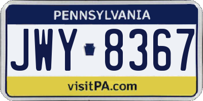 PA license plate JWY8367