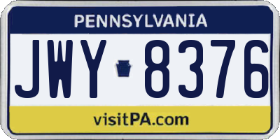 PA license plate JWY8376
