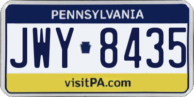 PA license plate JWY8435
