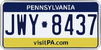 PA license plate JWY8437