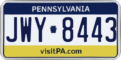 PA license plate JWY8443