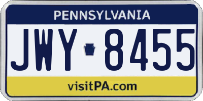 PA license plate JWY8455