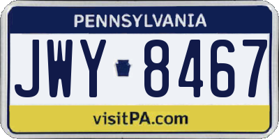 PA license plate JWY8467