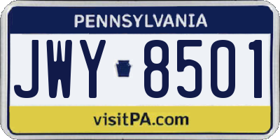 PA license plate JWY8501