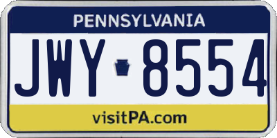 PA license plate JWY8554
