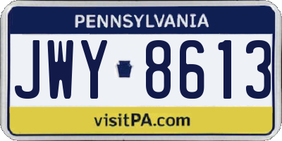 PA license plate JWY8613