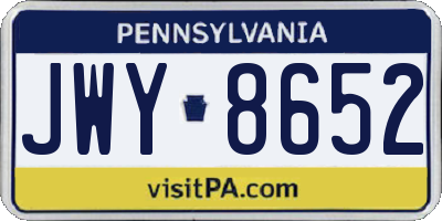 PA license plate JWY8652