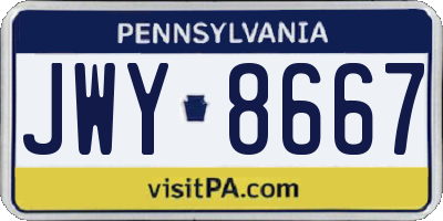 PA license plate JWY8667