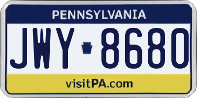 PA license plate JWY8680