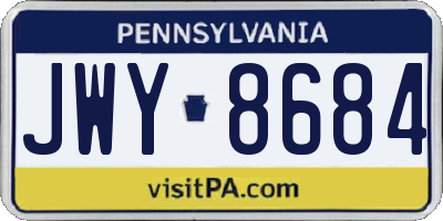 PA license plate JWY8684