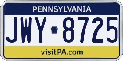 PA license plate JWY8725
