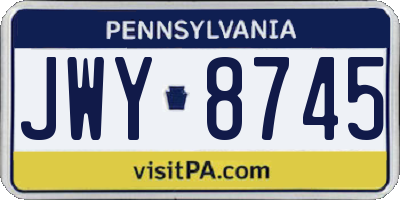 PA license plate JWY8745
