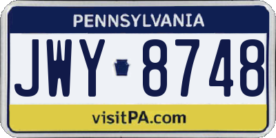 PA license plate JWY8748