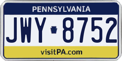 PA license plate JWY8752