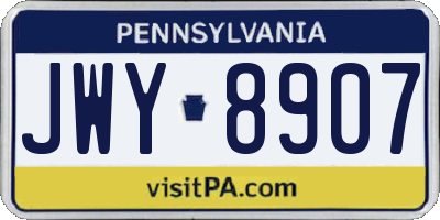 PA license plate JWY8907