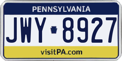 PA license plate JWY8927