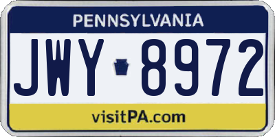 PA license plate JWY8972