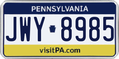 PA license plate JWY8985
