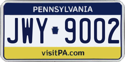 PA license plate JWY9002