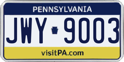 PA license plate JWY9003