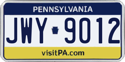 PA license plate JWY9012