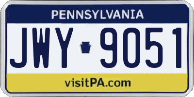 PA license plate JWY9051