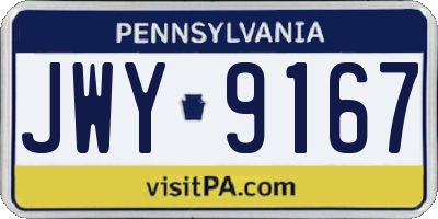 PA license plate JWY9167