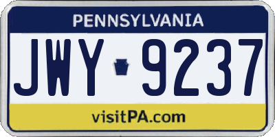 PA license plate JWY9237