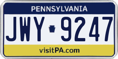 PA license plate JWY9247