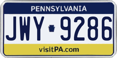 PA license plate JWY9286