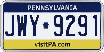 PA license plate JWY9291