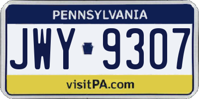 PA license plate JWY9307